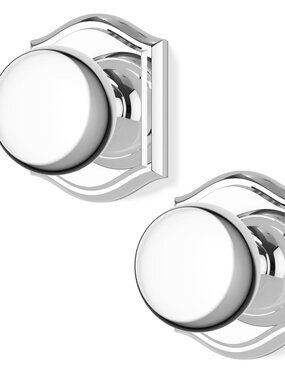 Door Knobs Interior, Classic Decorative Bright Chrome Dummy Door Knob, 2 Pack